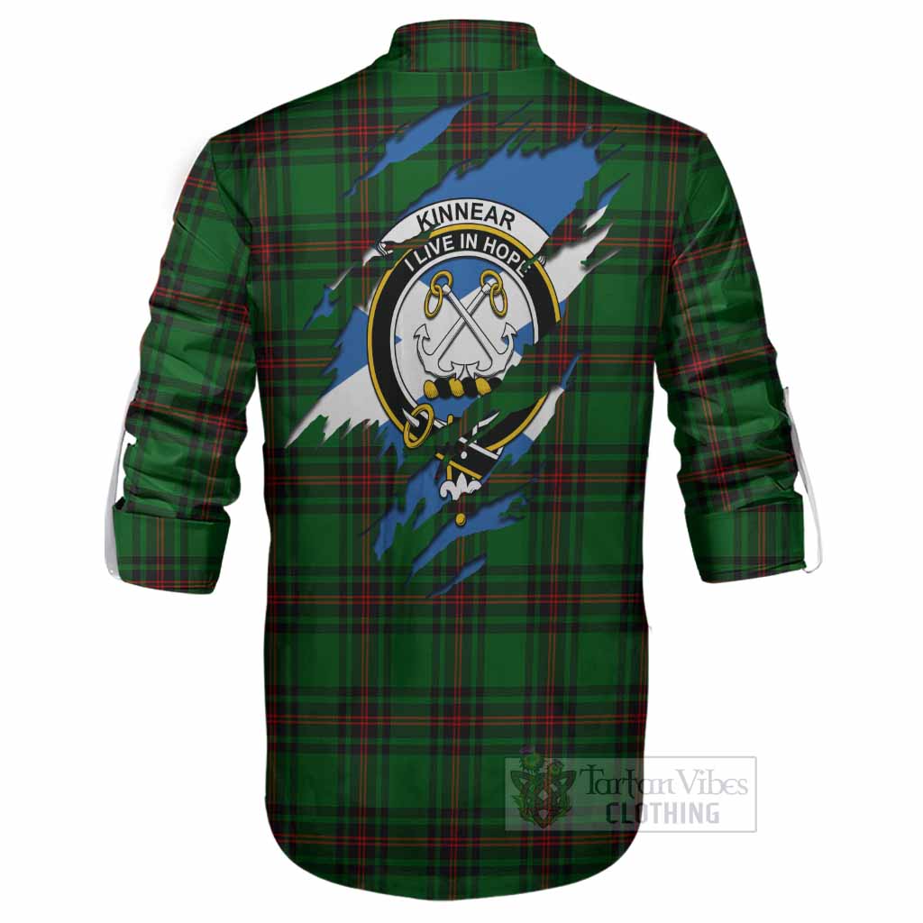 Kinnear Clan Crest In Me Tartan Ghillie Shirt Scotland Flag Style