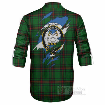 Kinnear Clan Crest In Me Tartan Ghillie Shirt Scotland Flag Style