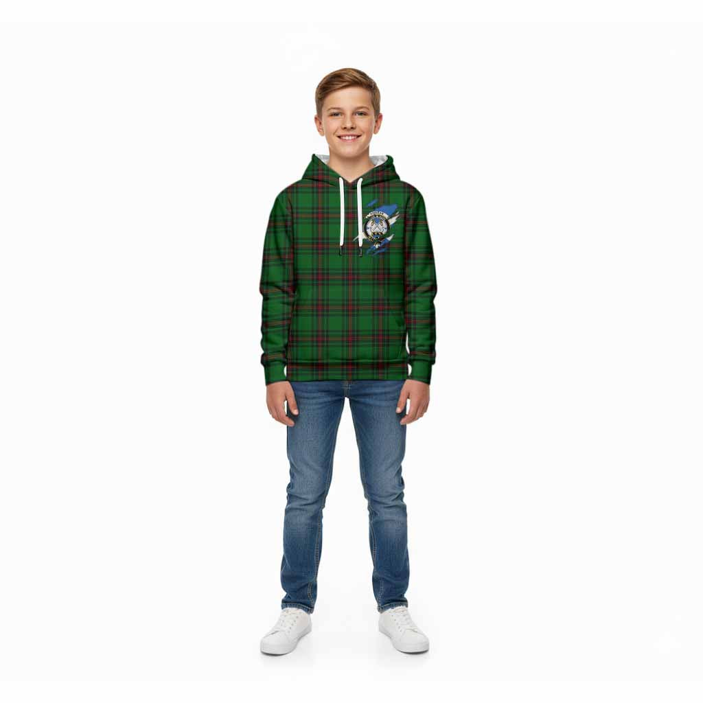 Kinnear Clan Crest In Me Tartan Kid Hoodie Scotland Flag Style