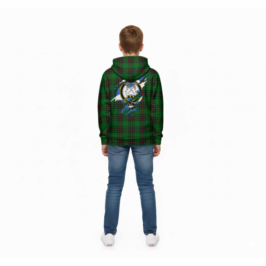 Kinnear Clan Crest In Me Tartan Kid Hoodie Scotland Flag Style