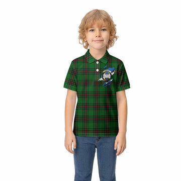 Kinnear Clan Crest In Me Tartan Kid Polo Shirt Scotland Flag Style