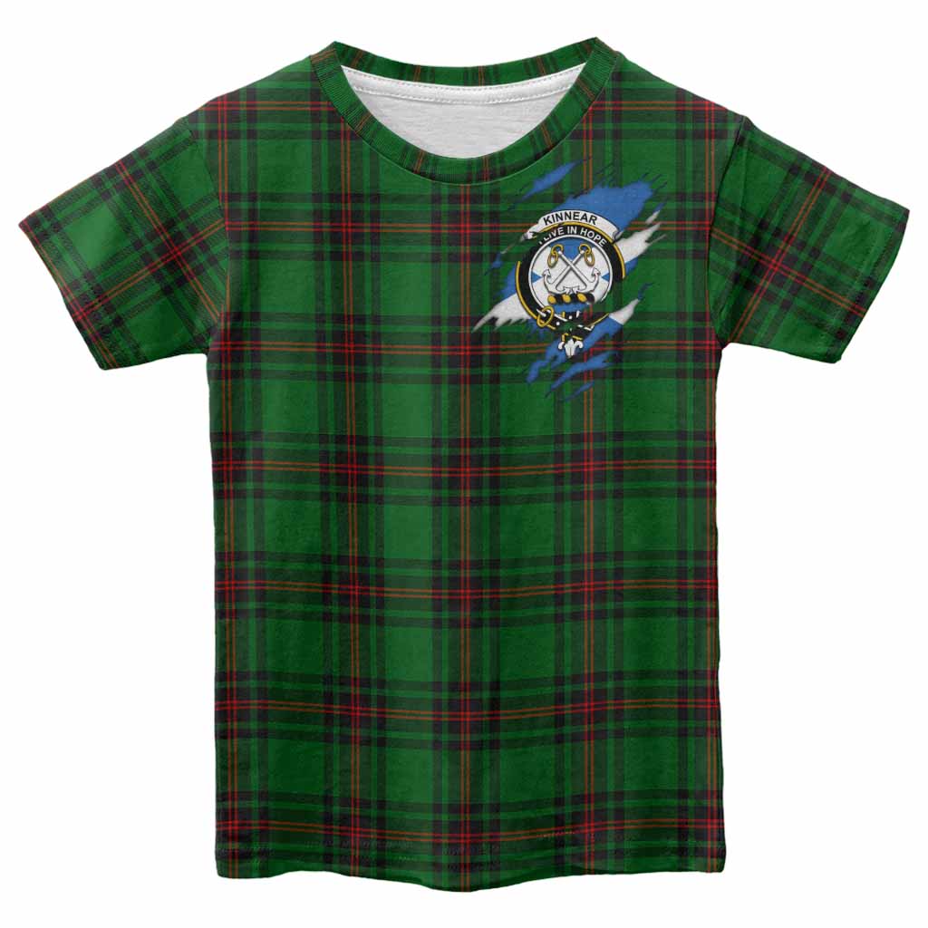 Kinnear Clan Crest In Me Tartan Kid T-shirt Scotland Flag Style