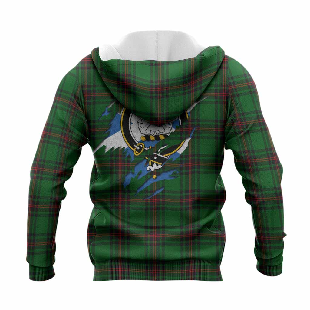 Kinnear Clan Crest In Me Tartan Knitted Hoodie Scotland Flag Style
