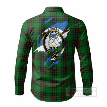 Kinnear Clan Crest In Me Tartan Long Sleeve Button Shirts Scotland Flag Style