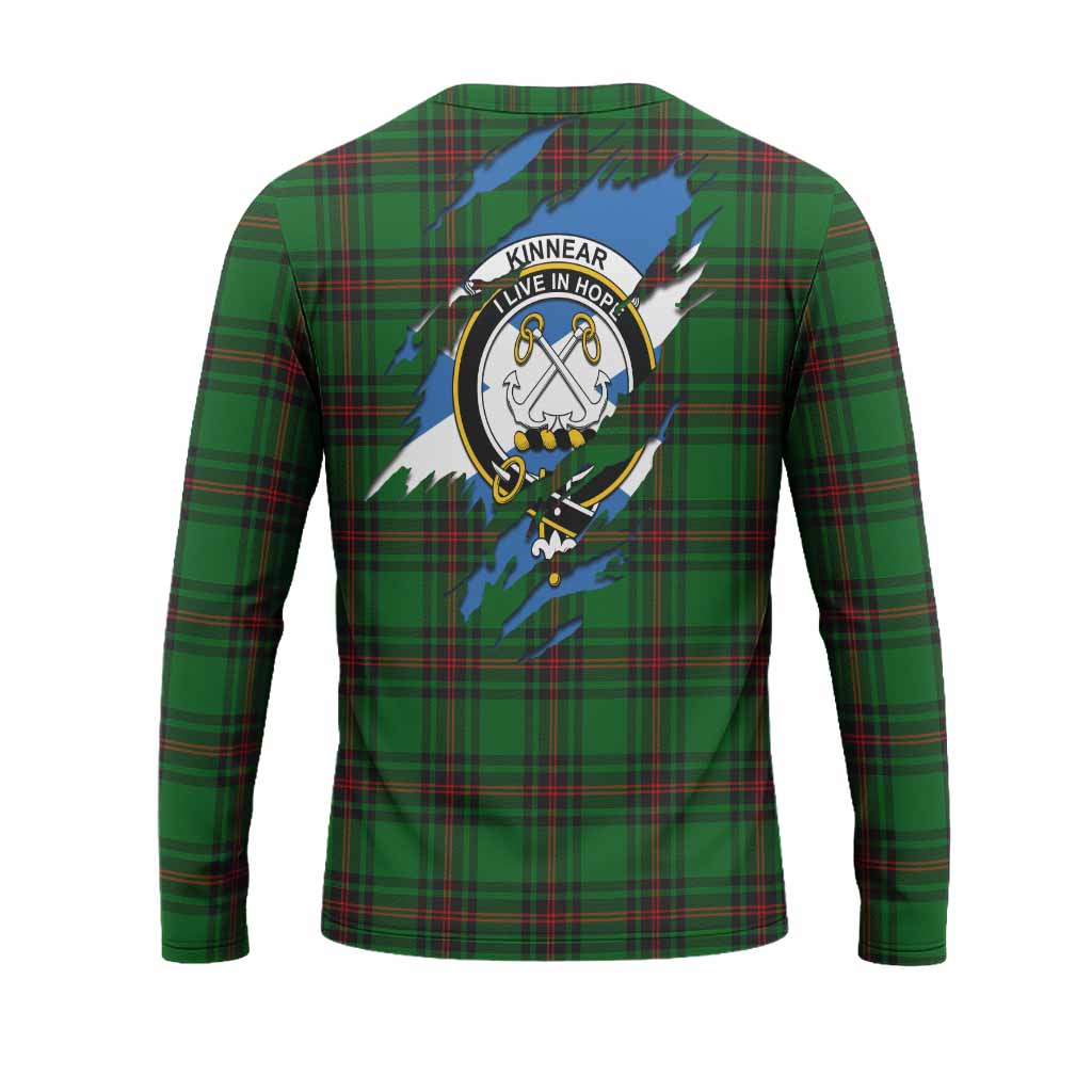 Kinnear Clan Crest In Me Tartan Long Sleeve T-Shirt Scotland Flag Style