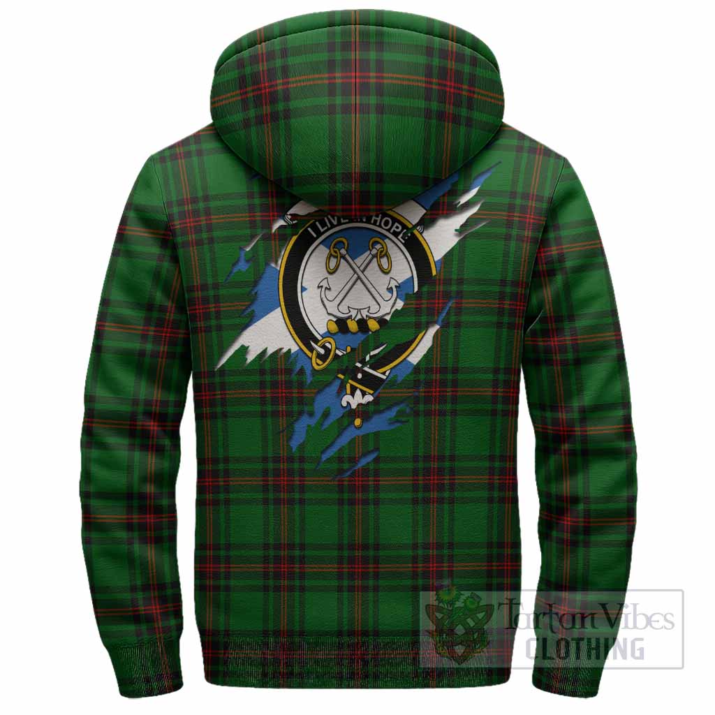 Kinnear Clan Crest In Me Tartan Sherpa Hoodie Scotland Flag Style