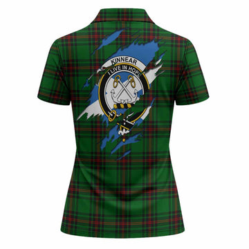 Kinnear Clan Crest In Me Tartan Women Polo Shirt Scotland Flag Style