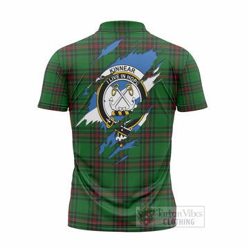 Kinnear Clan Crest In Me Tartan Zipper Polo Shirt Scotland Flag Style