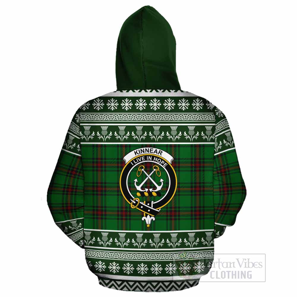 Kinnear Clan Tartan Christmas Cotton Hoodie with Family Crest - Tartan Vibes Clothing