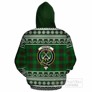 Kinnear Clan Tartan Christmas Cotton Hoodie with Family Crest