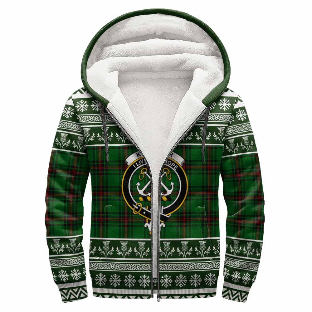 Kinnear Clan Tartan Christmas Fleece Hoodie with Family Crest - Tartan Vibes Clothing