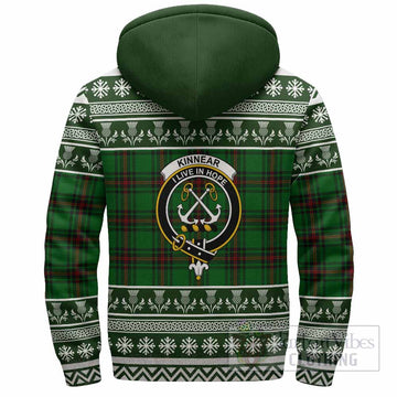 Kinnear Clan Tartan Christmas Fleece Hoodie with Family Crest