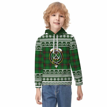 Kinnear Clan Tartan Christmas Kid Hoodie with Family Crest