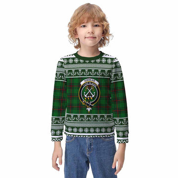 Kinnear Clan Tartan Christmas Kid Ugly Sweatshirt with Family Crest