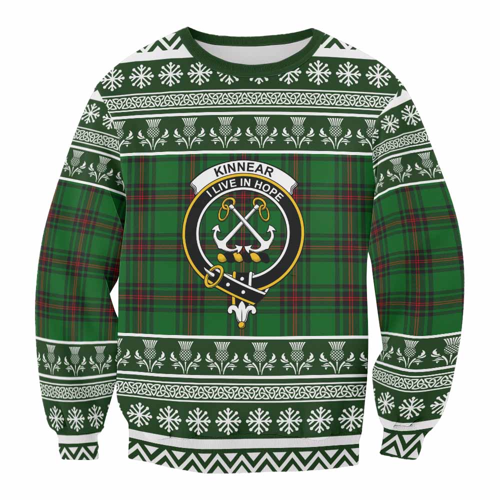 Kinnear Clan Tartan Christmas Sweatshirt with Family Crest - Tartan Vibes Clothing