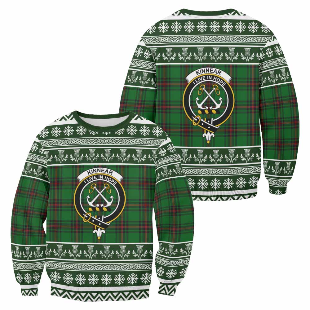 Kinnear Clan Tartan Christmas Sweatshirt with Family Crest - Tartan Vibes Clothing