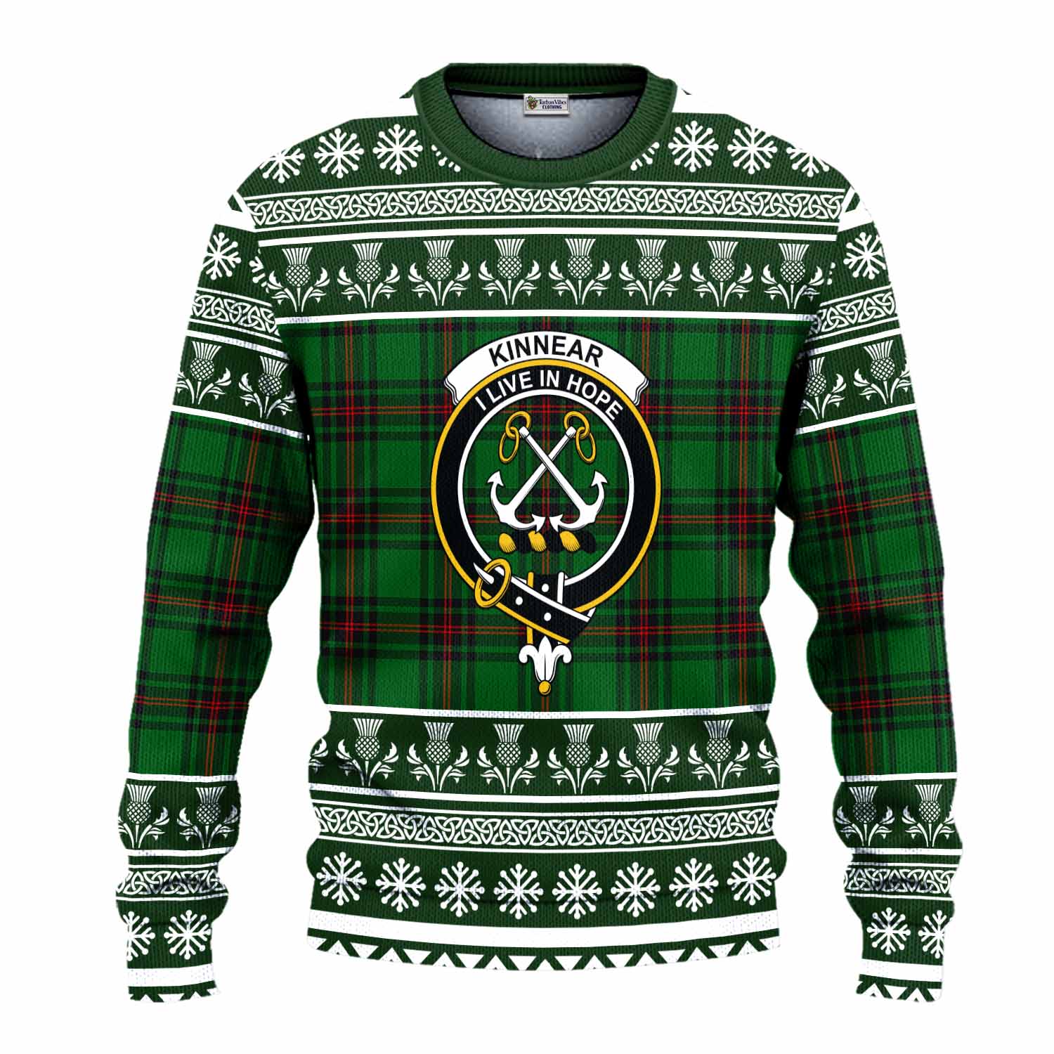 Kinnear Clan Tartan Christmas Ugly Sweater with Family Crest - Tartan Vibes Clothing