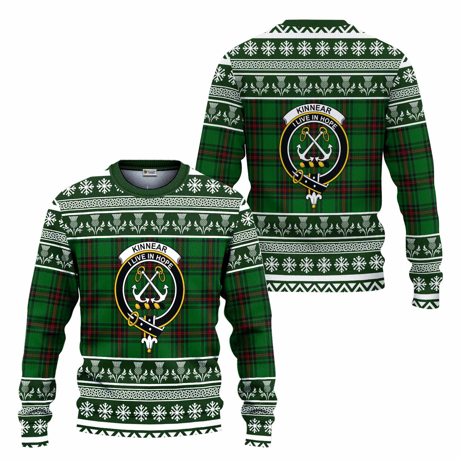 Kinnear Clan Tartan Christmas Ugly Sweater with Family Crest - Tartan Vibes Clothing