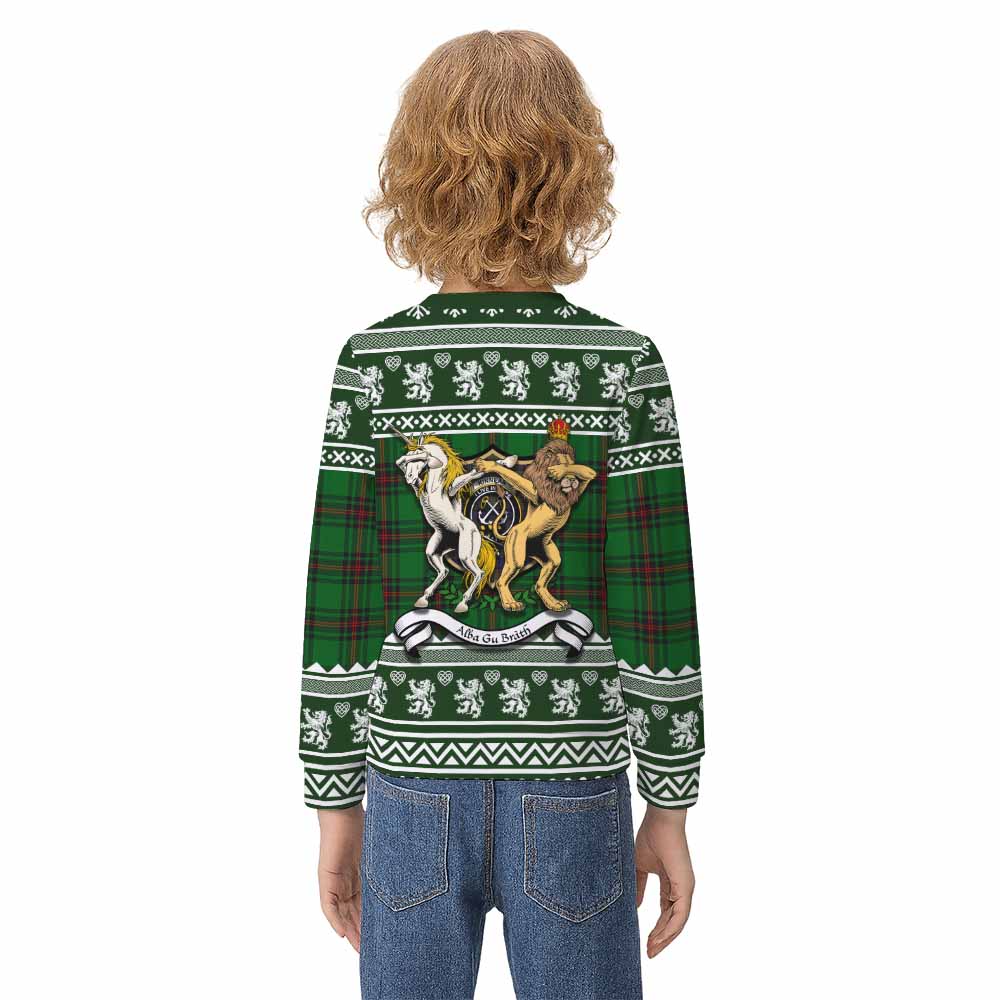 Kinnear Clan Tartan Crest Christmas Kid Ugly Sweatshirt Coat of Arms Funny Style - Tartan Vibes Clothing