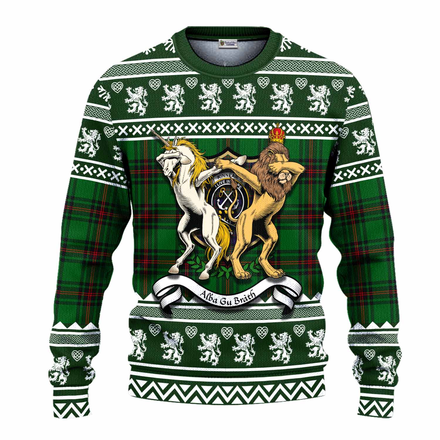 Kinnear Clan Tartan Crest Christmas Ugly Sweater Coat of Arms Funny Style - Tartan Vibes Clothing