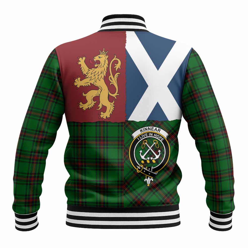 Kinnear Crest Tartan Baseball Jacket with Lion Rampant Saltire Style