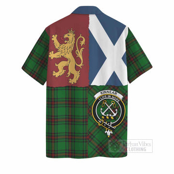 Kinnear Crest Tartan Hawaiian Shirt with Lion Rampant Saltire Style