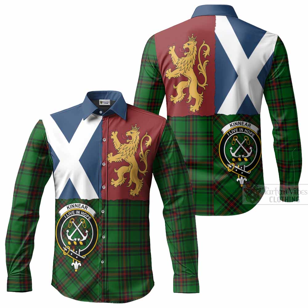Kinnear Crest Tartan Long Sleeve Button Shirts with Lion Rampant Saltire Style