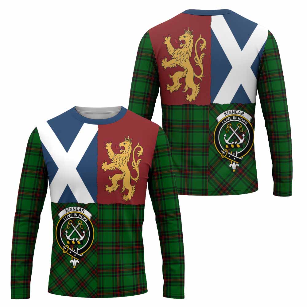Kinnear Crest Tartan Long Sleeve T-Shirt with Lion Rampant Saltire Style