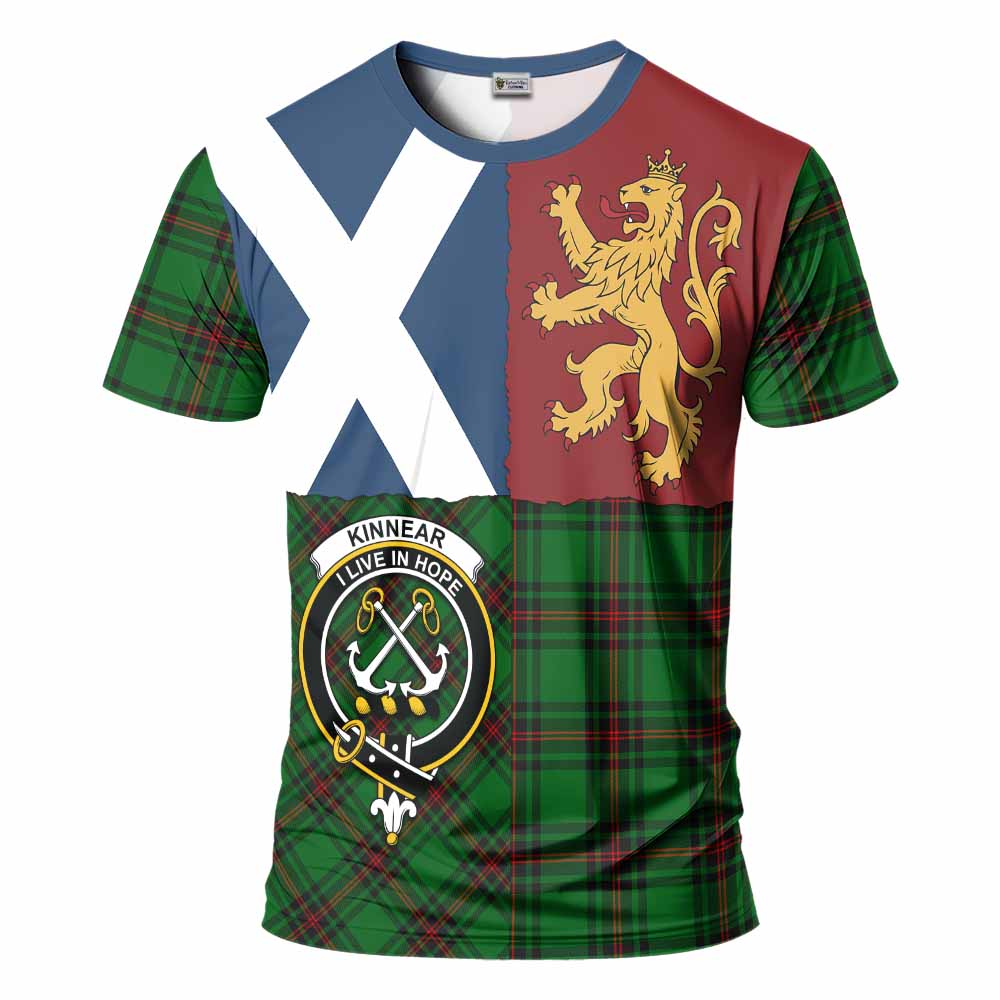 Kinnear Crest Tartan T-Shirt with Lion Rampant Saltire Style