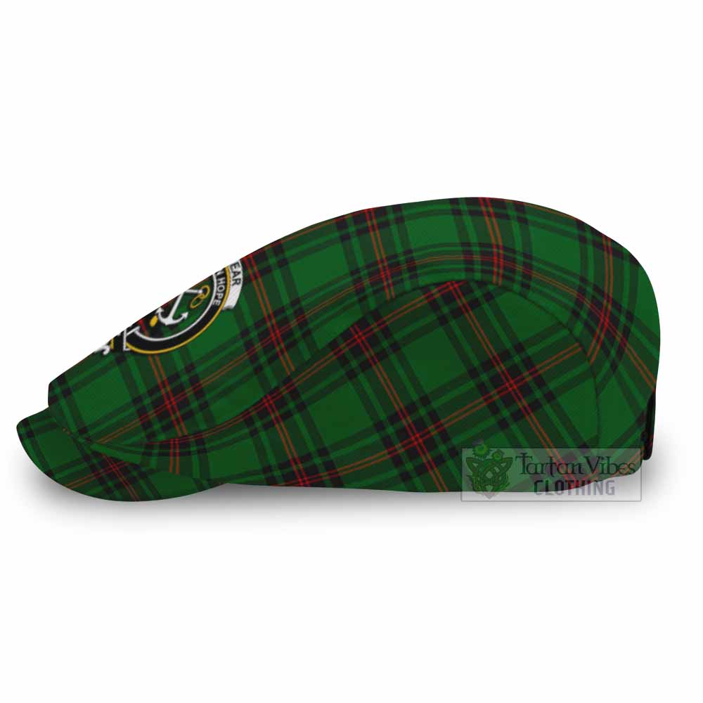 Kinnear Family Crest Tartan Jeff Cap, Tartan Flat Cap