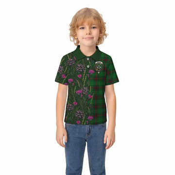 Kinnear Family Crest Tartan Kid Polo Shirt Scottish Thistle Flower Pattern Half Style - Tartan Vibes Clothing
