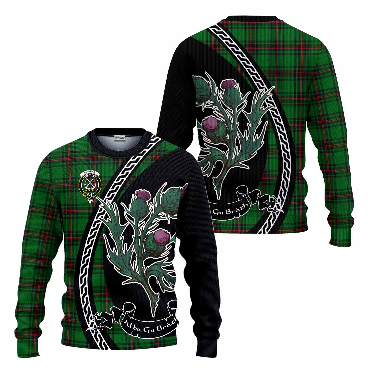 Kinnear Family Crest Tartan Knitted Sweater Alba Thistle Inspired - Tartan Vibes Clothing