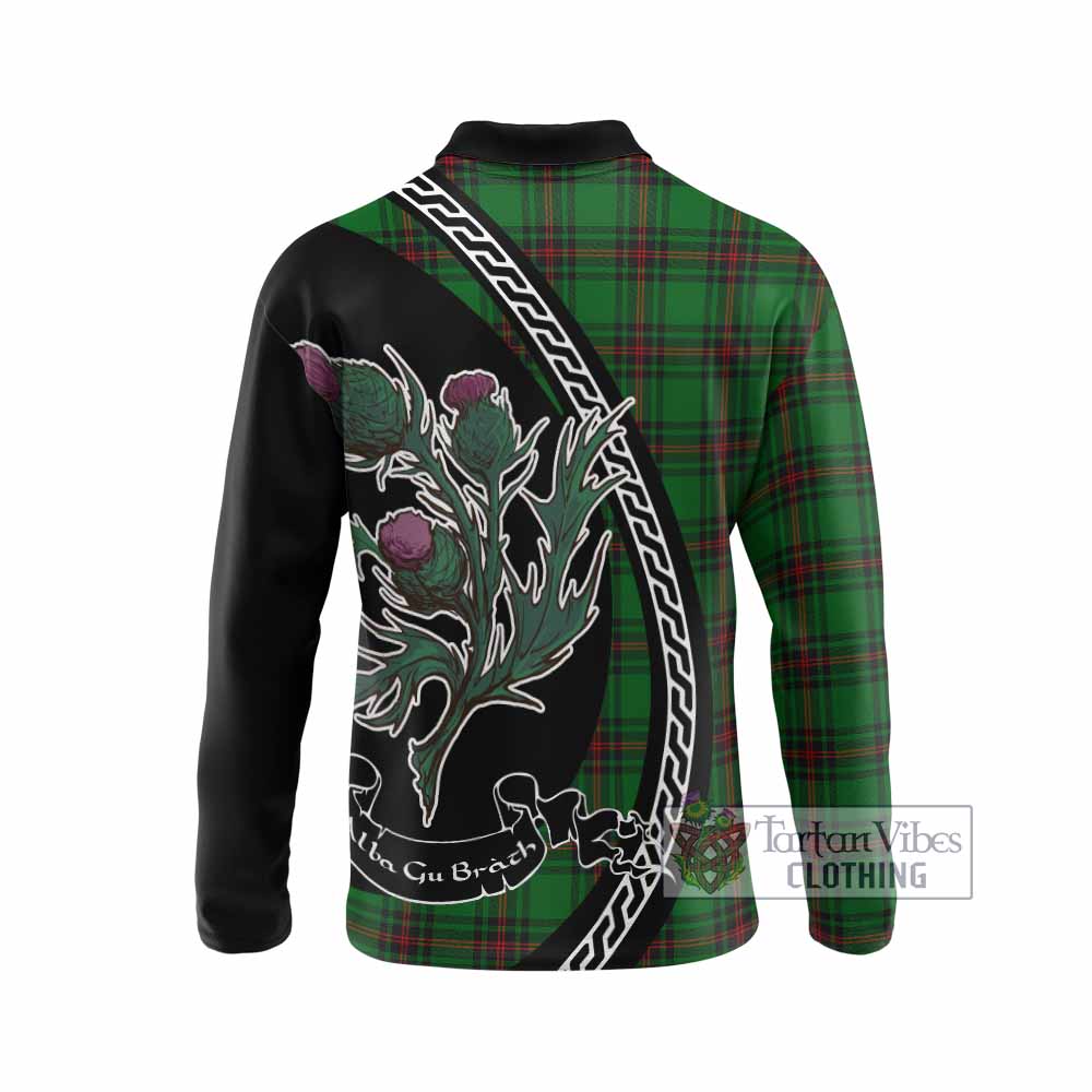 Kinnear Family Crest Tartan Long Sleeve Polo Shirt Alba Thistle Inspired - Tartan Vibes Clothing