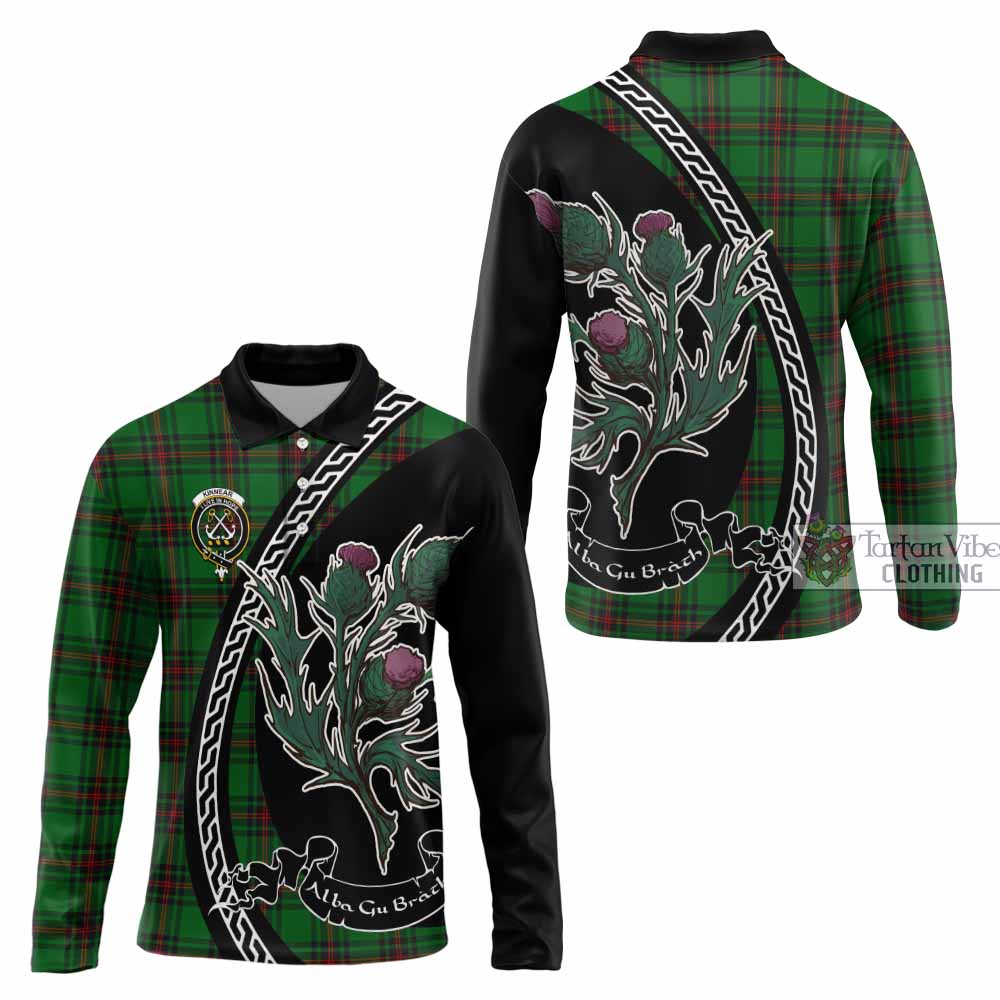 Kinnear Family Crest Tartan Long Sleeve Polo Shirt Alba Thistle Inspired - Tartan Vibes Clothing