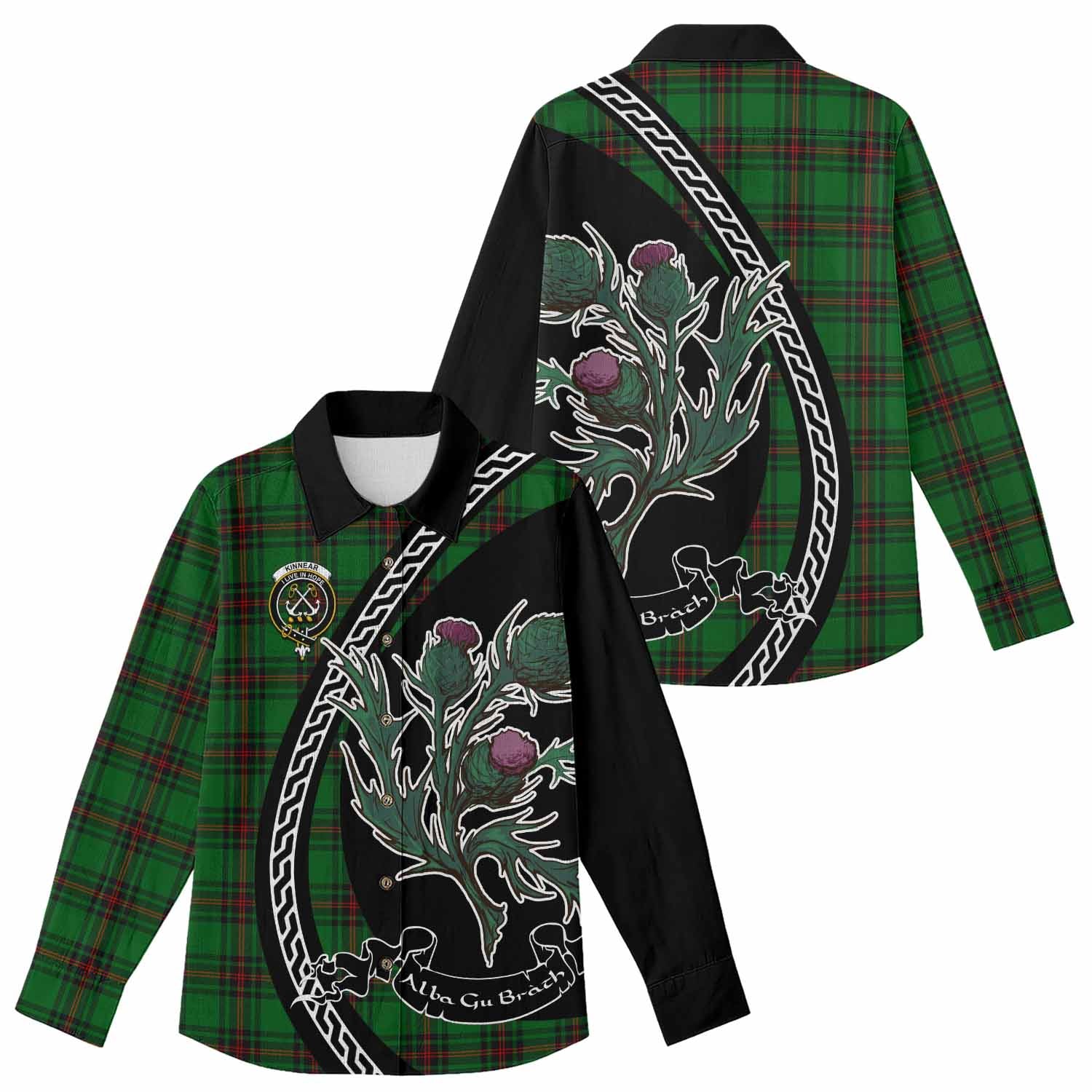 Kinnear Family Crest Tartan Women Casual Shirt Alba Thistle Inspired - Tartan Vibes Clothing