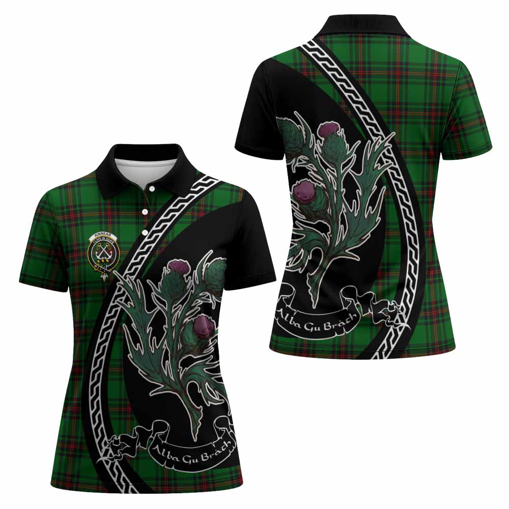 Kinnear Family Crest Tartan Women Polo Shirt Alba Thistle Inspired - Tartan Vibes Clothing