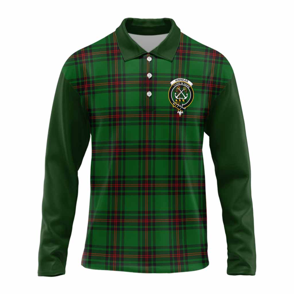 Kinnear Tartan Accent Long Sleeve Polo Shirt with Family Crest