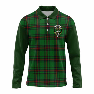 Kinnear Tartan Accent Long Sleeve Polo Shirt with Family Crest