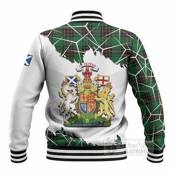 Kinnear Tartan Baseball Jacket with Family Crest and Lion Rampant Grunge Style