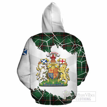 Kinnear Tartan Cotton Hoodie with Family Crest and Lion Rampant Grunge Style