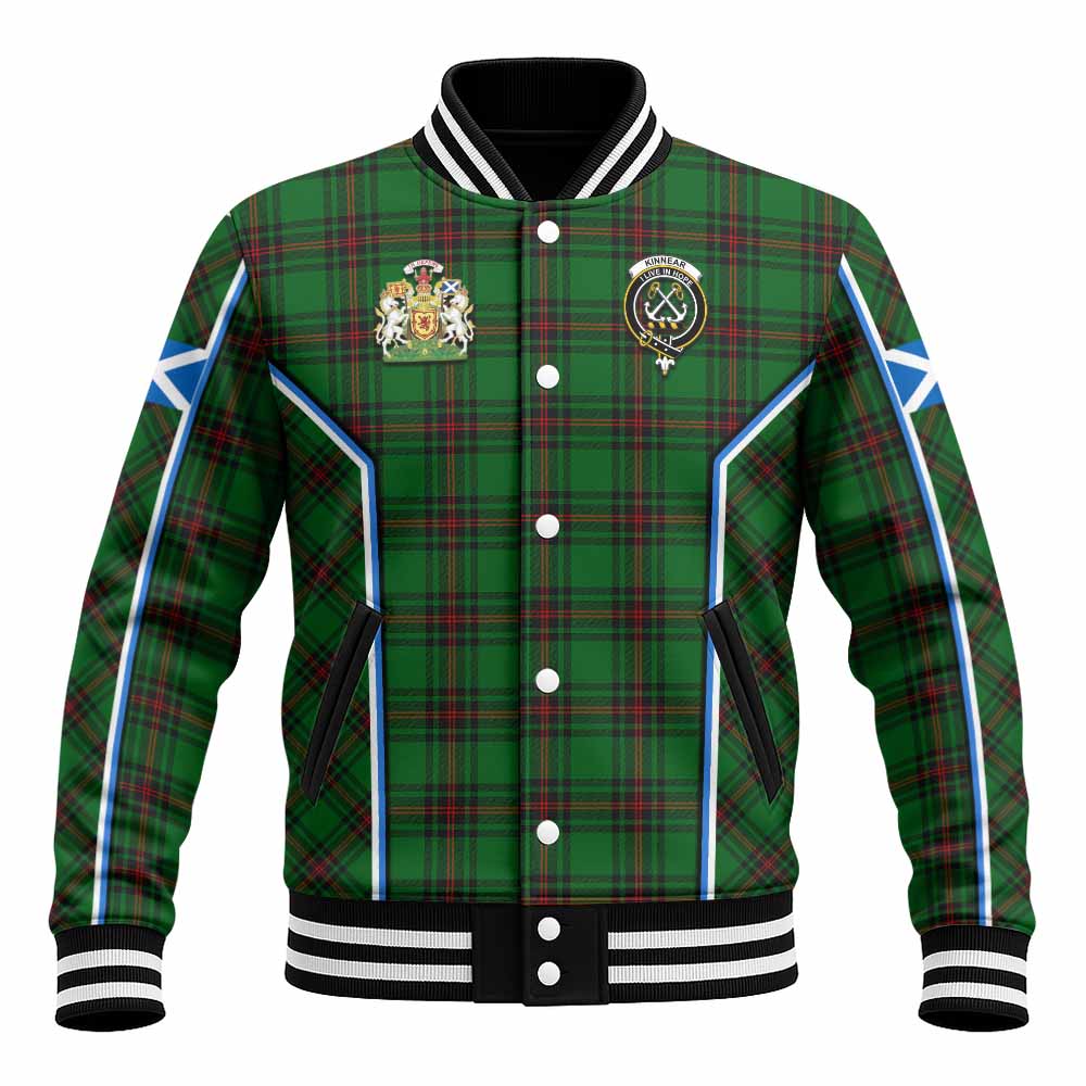 Kinnear Tartan Crest Baseball Jacket Scotland Coat of Arm Flag Style - Tartan Vibes Clothing