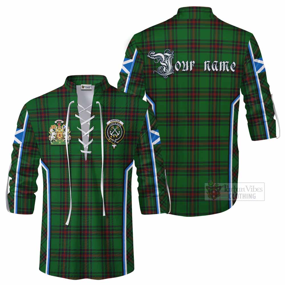 Kinnear Tartan Crest Ghillie Kilt Shirt Scotland Coat of Arm Flag Style - Tartan Vibes Clothing
