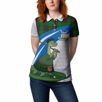 Kinnear Tartan Crest Golf Nessie Women Polo Shirt Loch Ness Monster Sporty Style