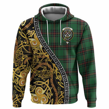 Kinnear Tartan Crest Hoodie Celtic Knot and Triple Trickle Spiral Symbols