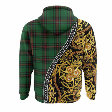 Kinnear Tartan Crest Hoodie Celtic Knot and Triple Trickle Spiral Symbols