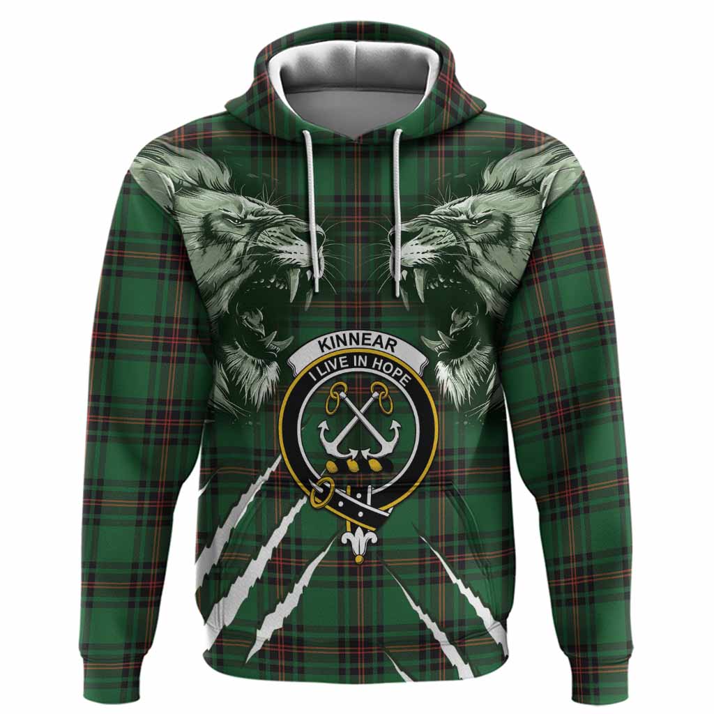 Kinnear Tartan Crest Hoodie Ferocious Lion Style