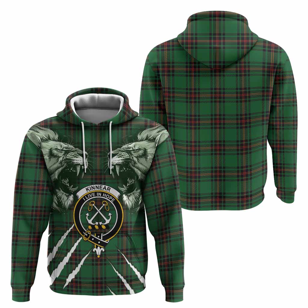 Kinnear Tartan Crest Hoodie Ferocious Lion Style