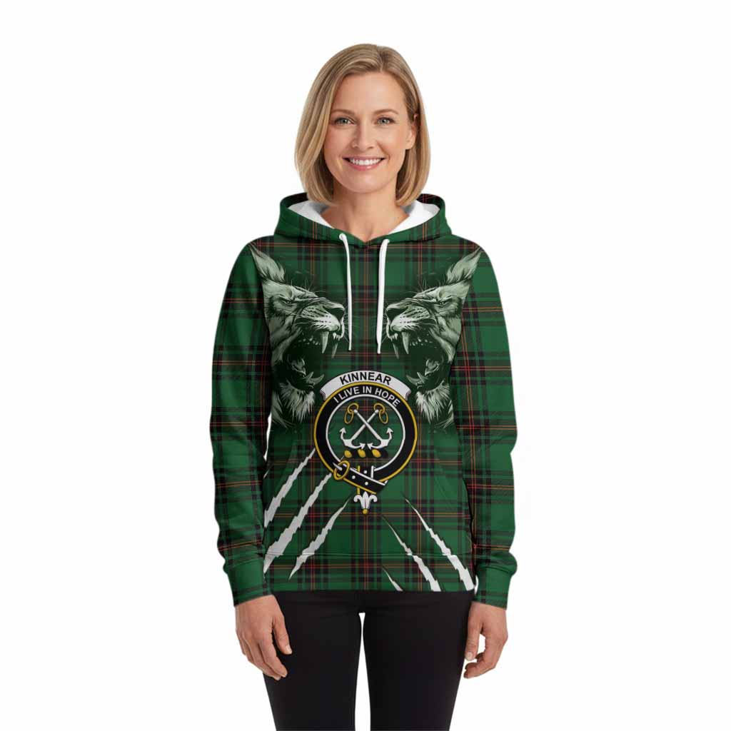 Kinnear Tartan Crest Hoodie Ferocious Lion Style