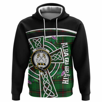 Kinnear Tartan Crest Hoodie Scottish Thistle Celtic Cross Alba Gu Brath