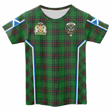 Kinnear Tartan Crest Kid T-shirt Scotland Coat of Arm Flag Style - Tartan Vibes Clothing